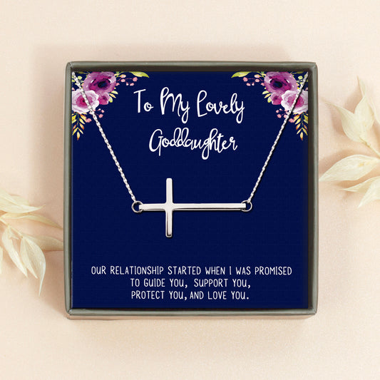 "To My Lovely Goddaughter" Card and Cross Necklace