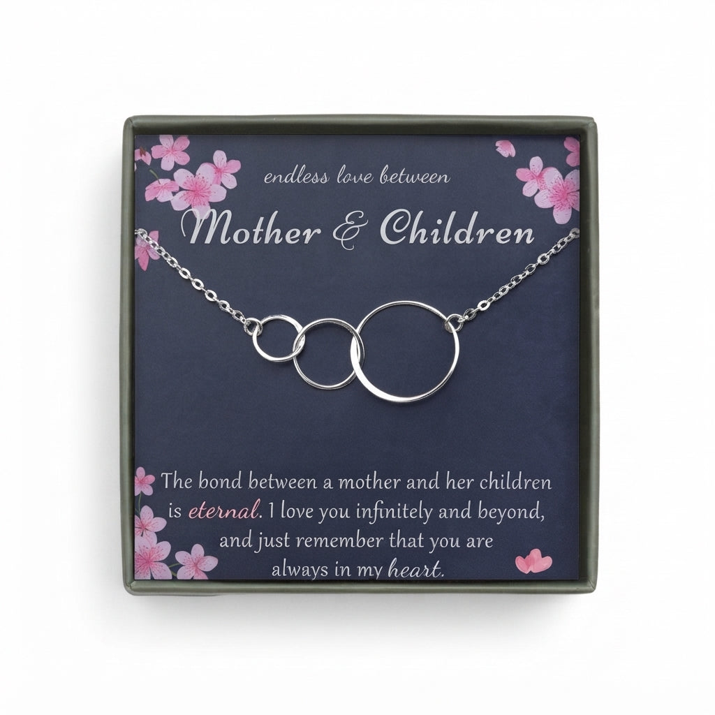 "Endless Love Between Mother And Children" Card and Interlocking Necklace