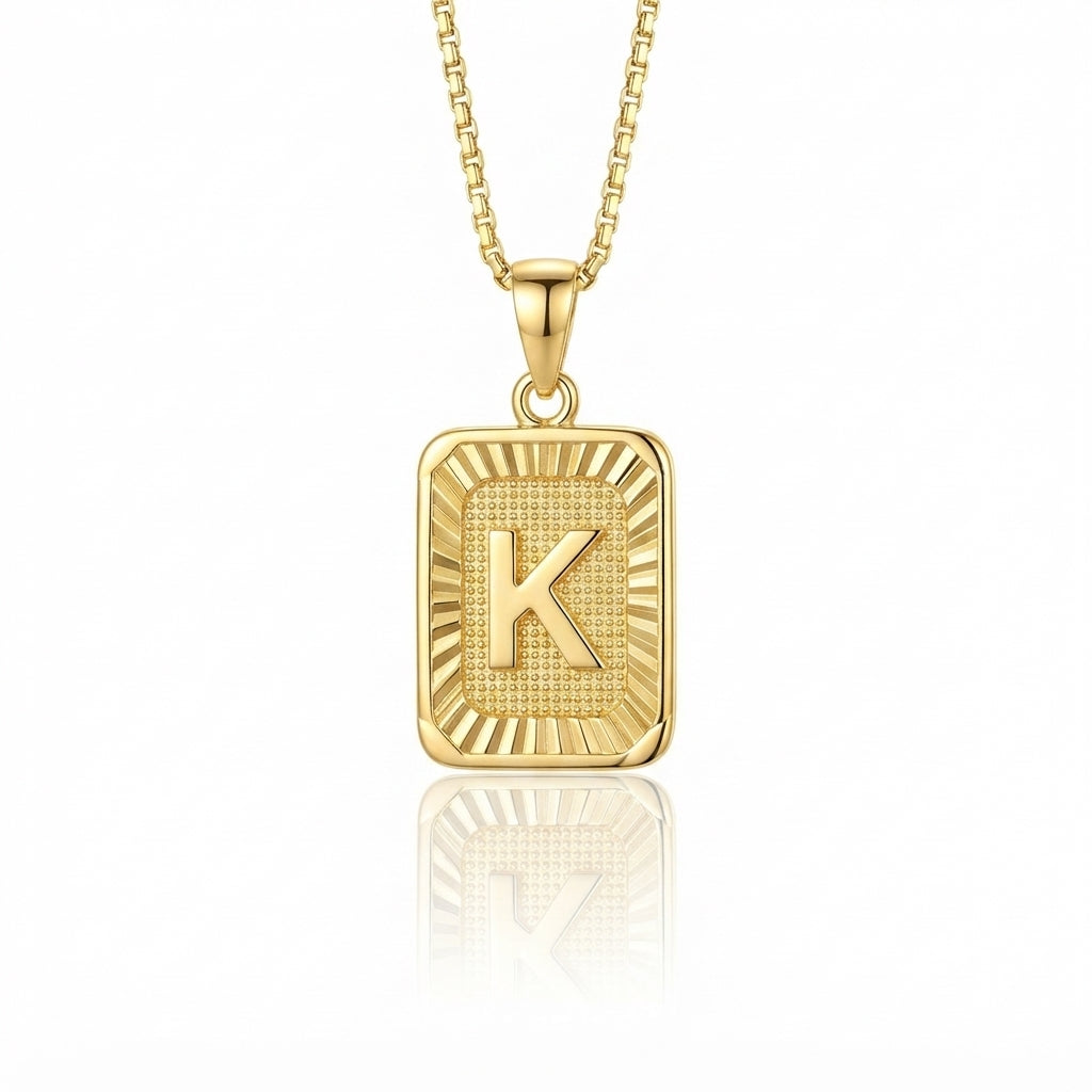 18k Gold Plated Initial Medallion Necklace