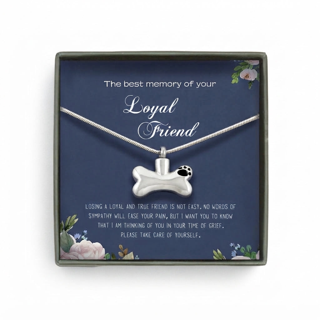 The Best Memory of Your Loyal Friend Dog Bone Pet Ashes Holder Necklace