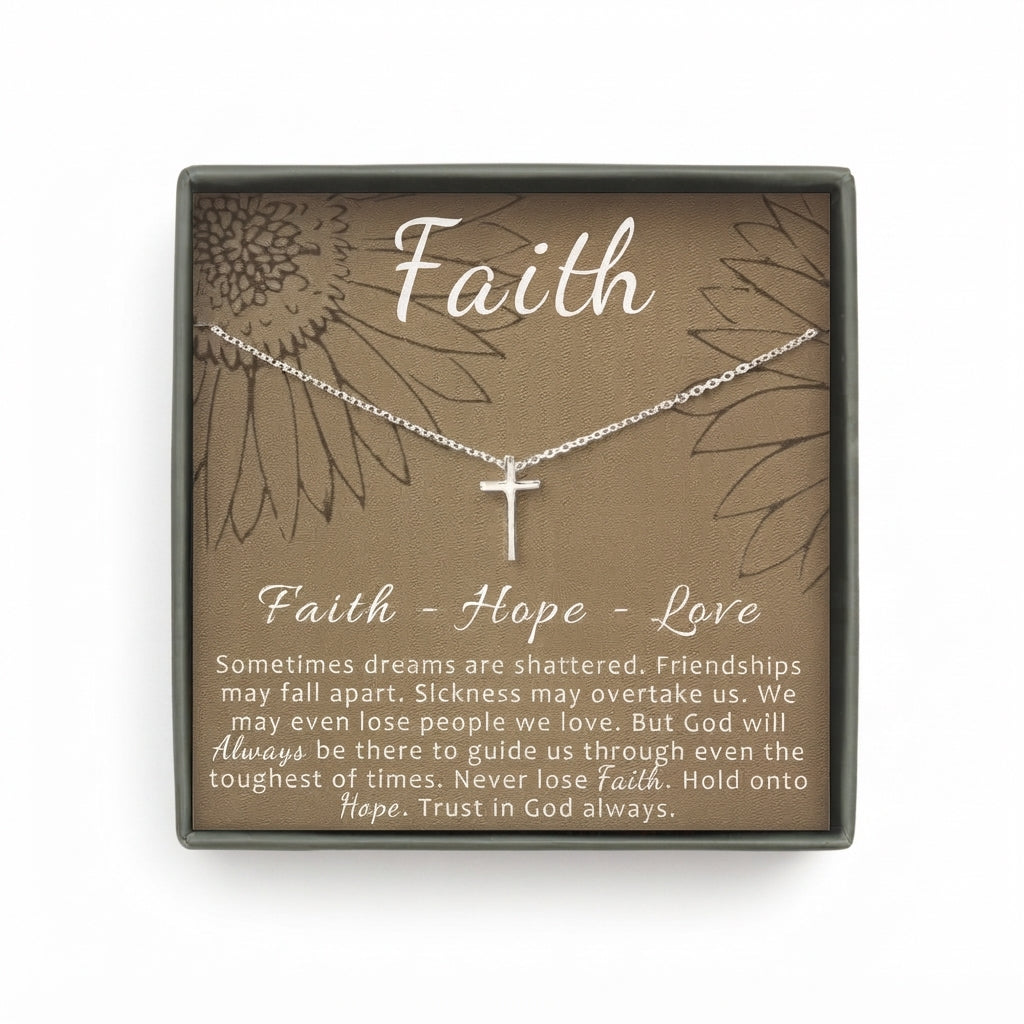 Faith, Hope, Love Cross Card Necklace Gift Set