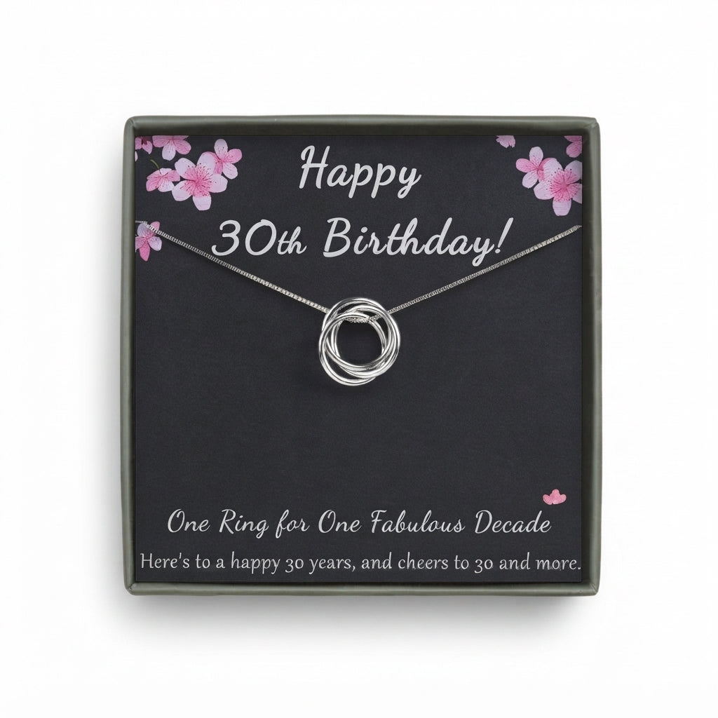 "Happy 30th Birthday" Card and Sterling Silver Necklace