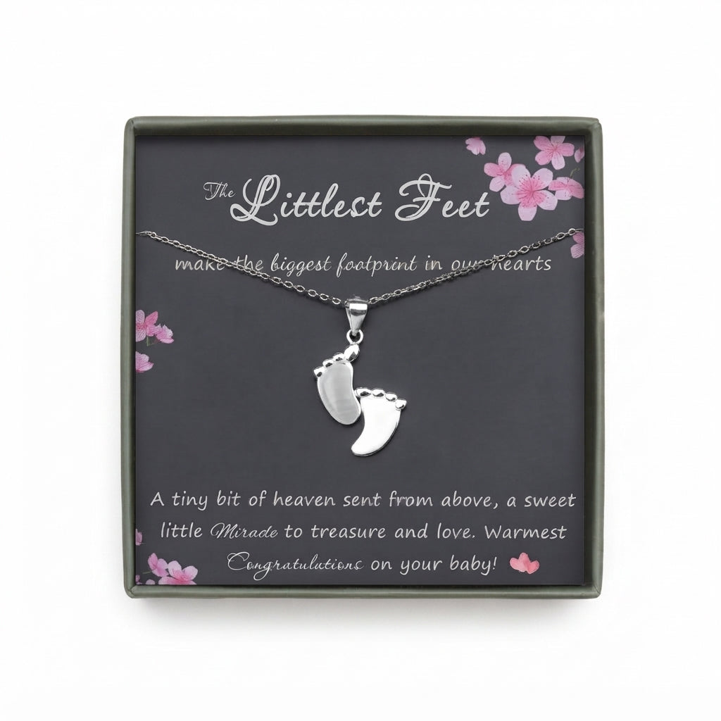 "The Littlest Feet" Card and Footprint Necklace