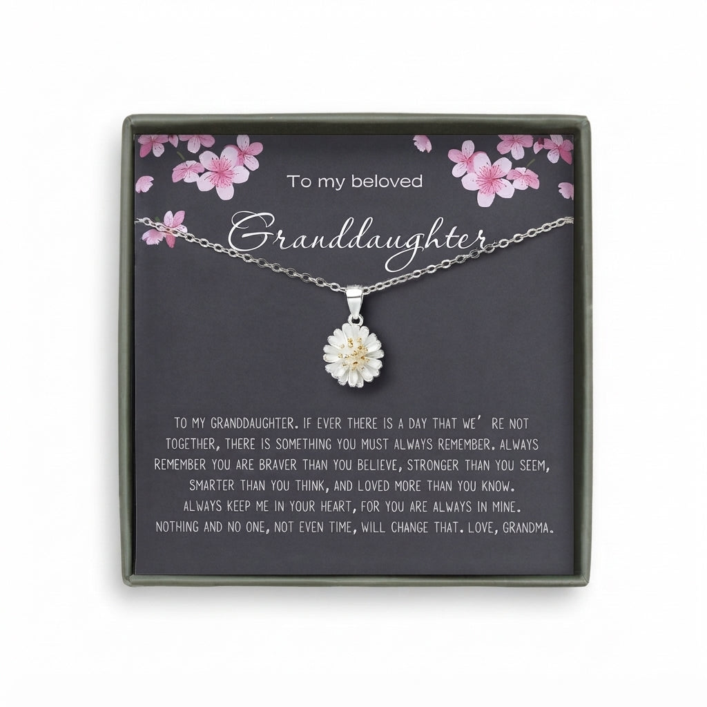 "To my Beloved Granddaughter" Card and Daisy Necklace