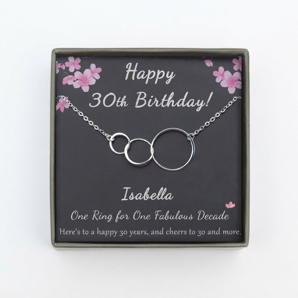 "Happy 30th Birthday" Card and Interlocking Necklace