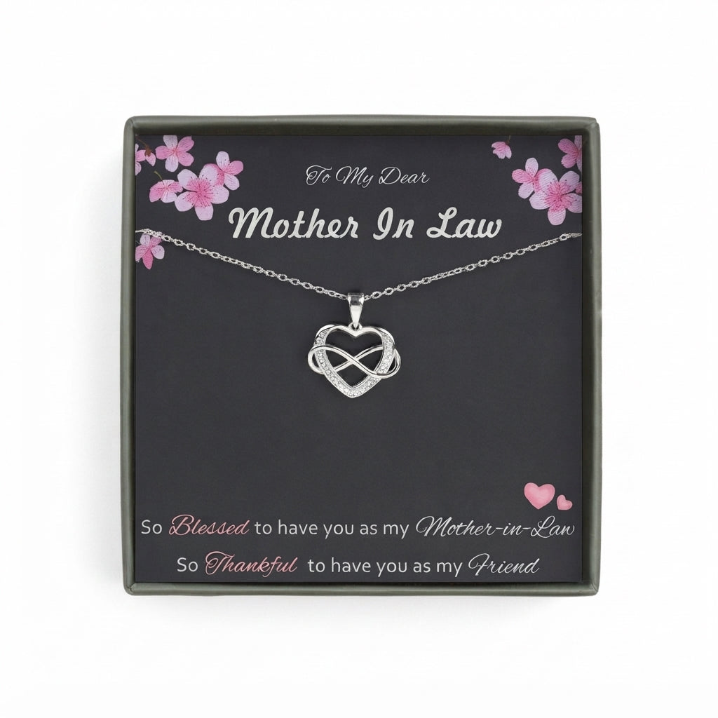 "To my Dear Mother in Law" Infinity Heart Card Necklace