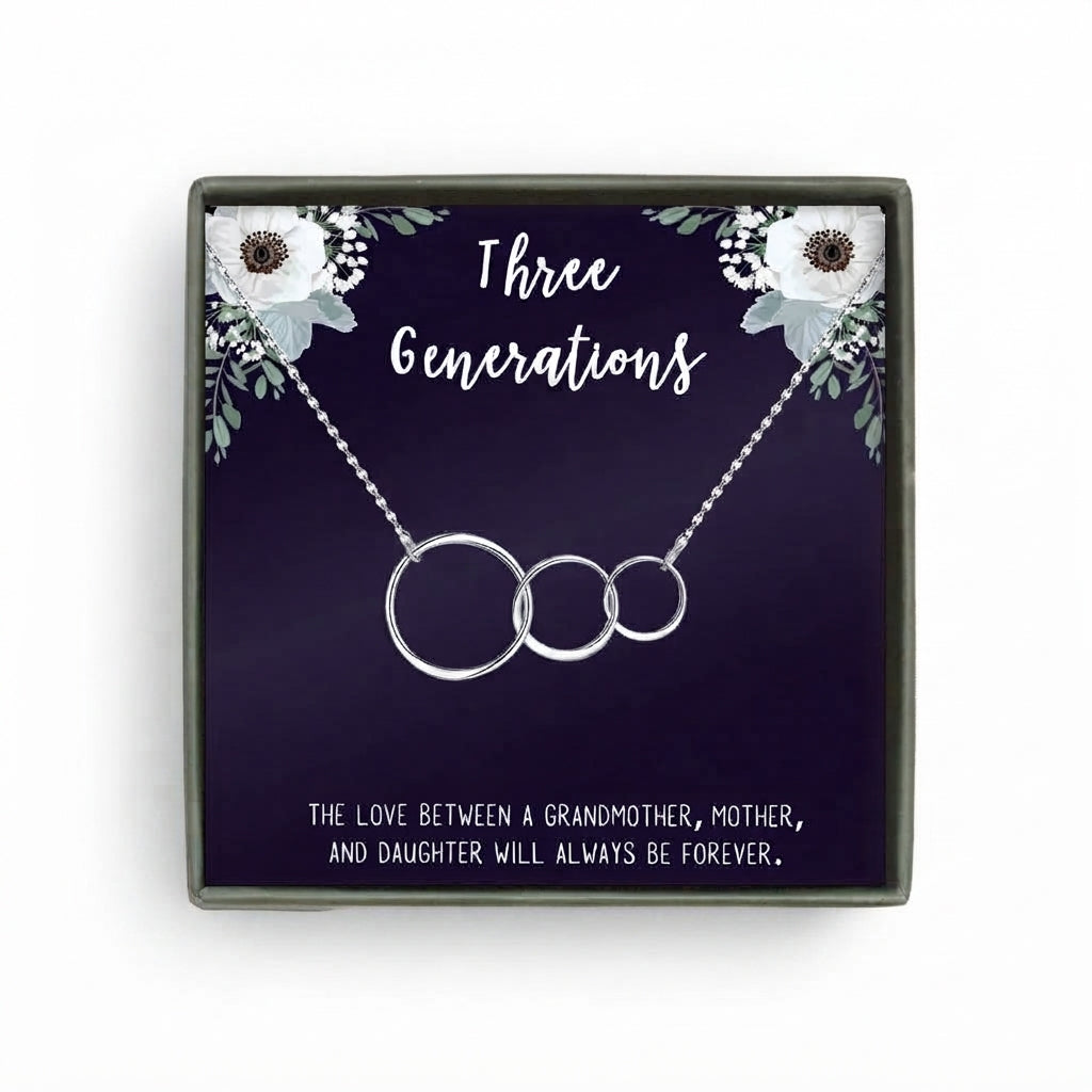 Three Generations Triple Infinity Ring Necklace Gift Set