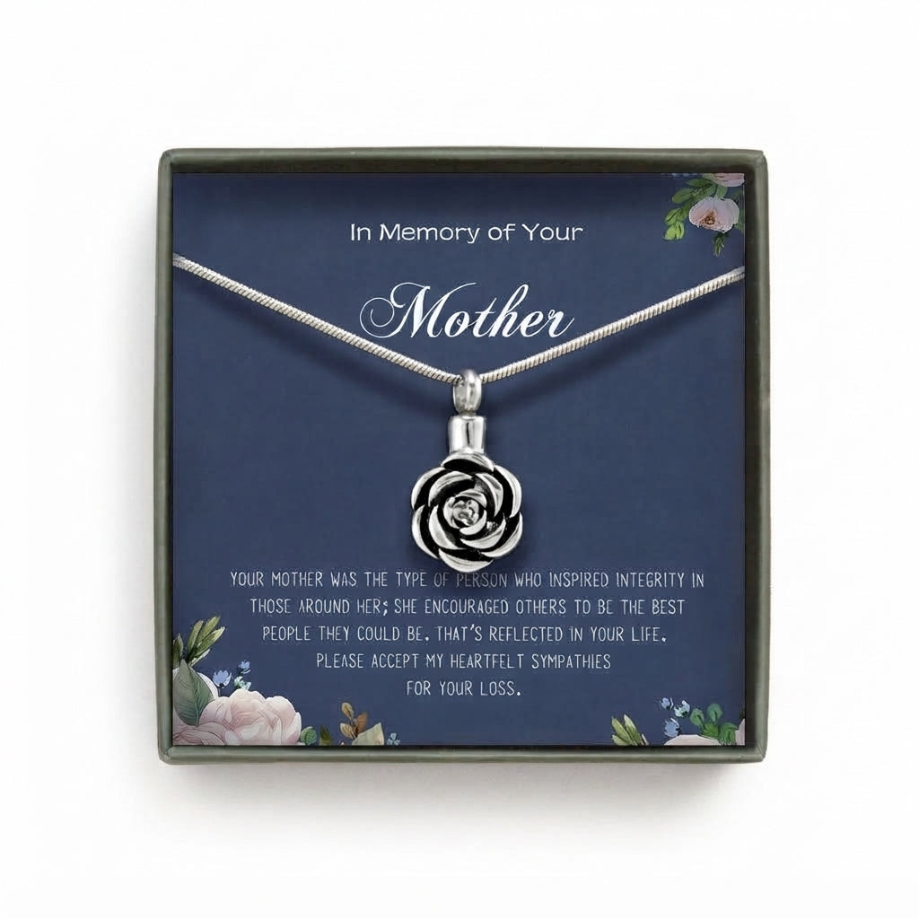 "In Loving Memory of Your Mother" Rose Memorial Necklace