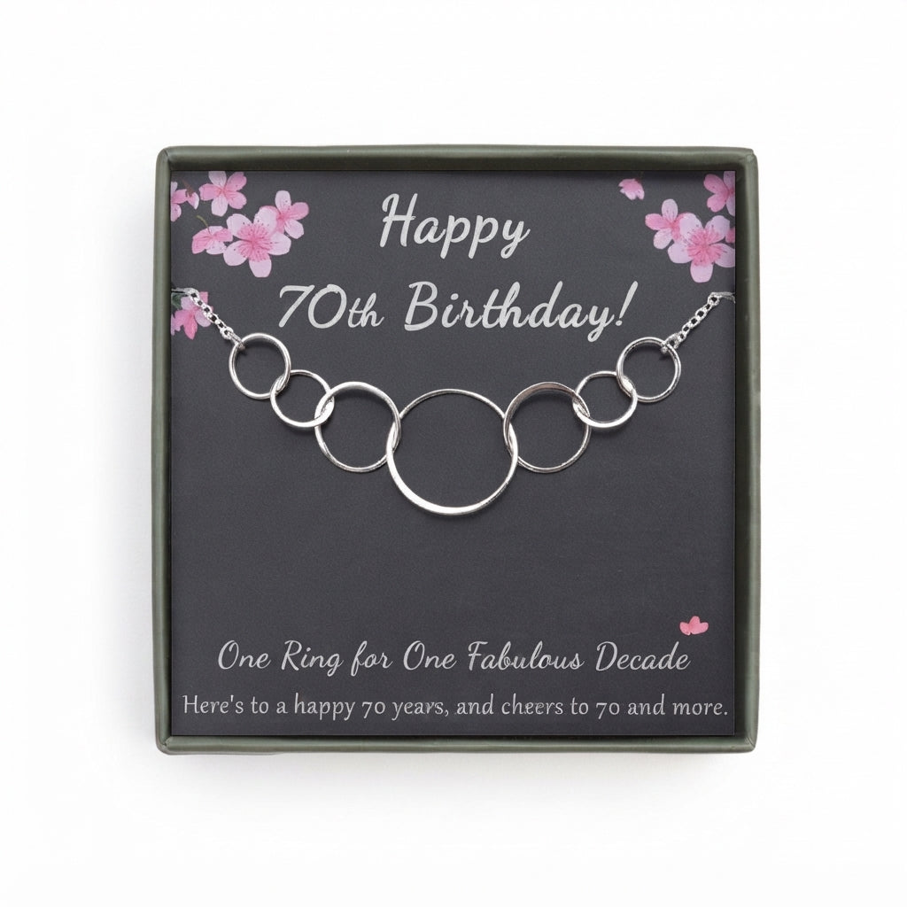 "Happy 70th Birthday" Card and Sterling Silver Necklace