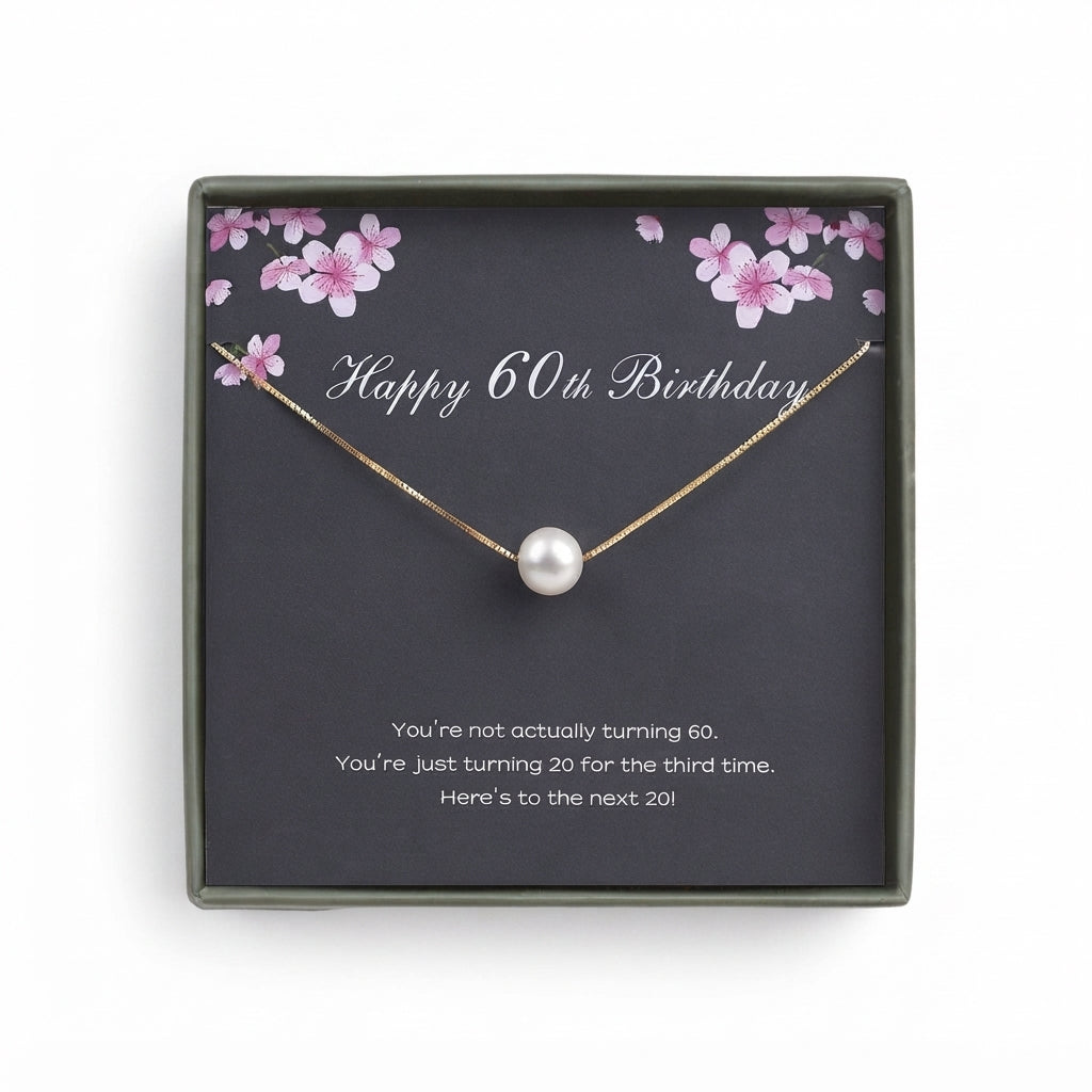 "Happy 60th Birthday" Card and Pearl Necklace