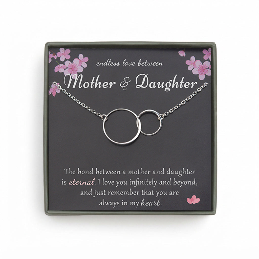 "Endless Love Between Mother And Daughter" Card and Interlocking Necklace