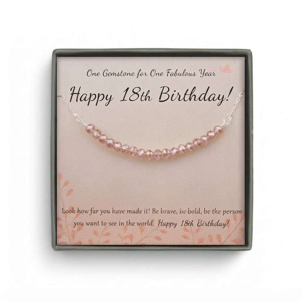 "Happy 18th Birthday" Card and Bead Necklace