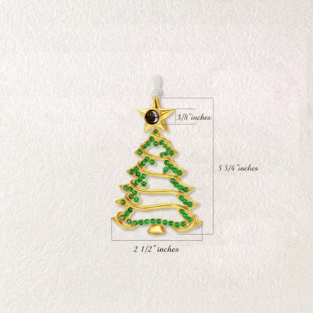 Custom Rhinestone Christmas Tree Photo Projection Ornament