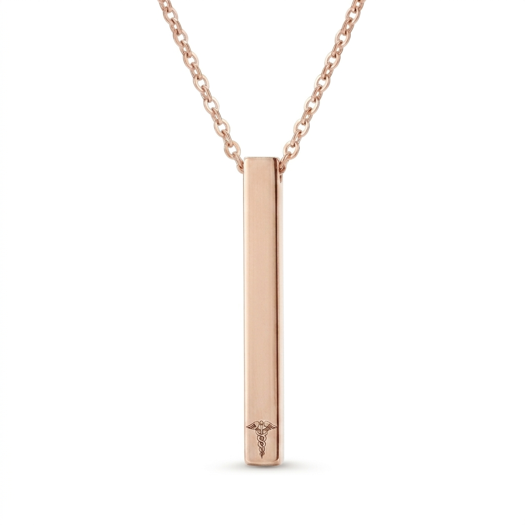 Medical Alert ID 4-Sided Bar Necklace