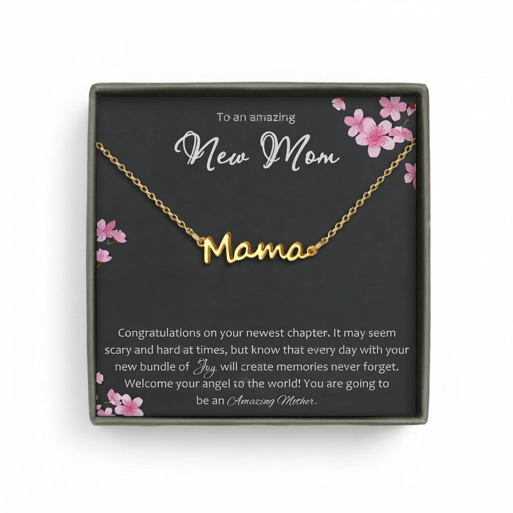 To an Amazing New Mom Mama Necklace Gift Set