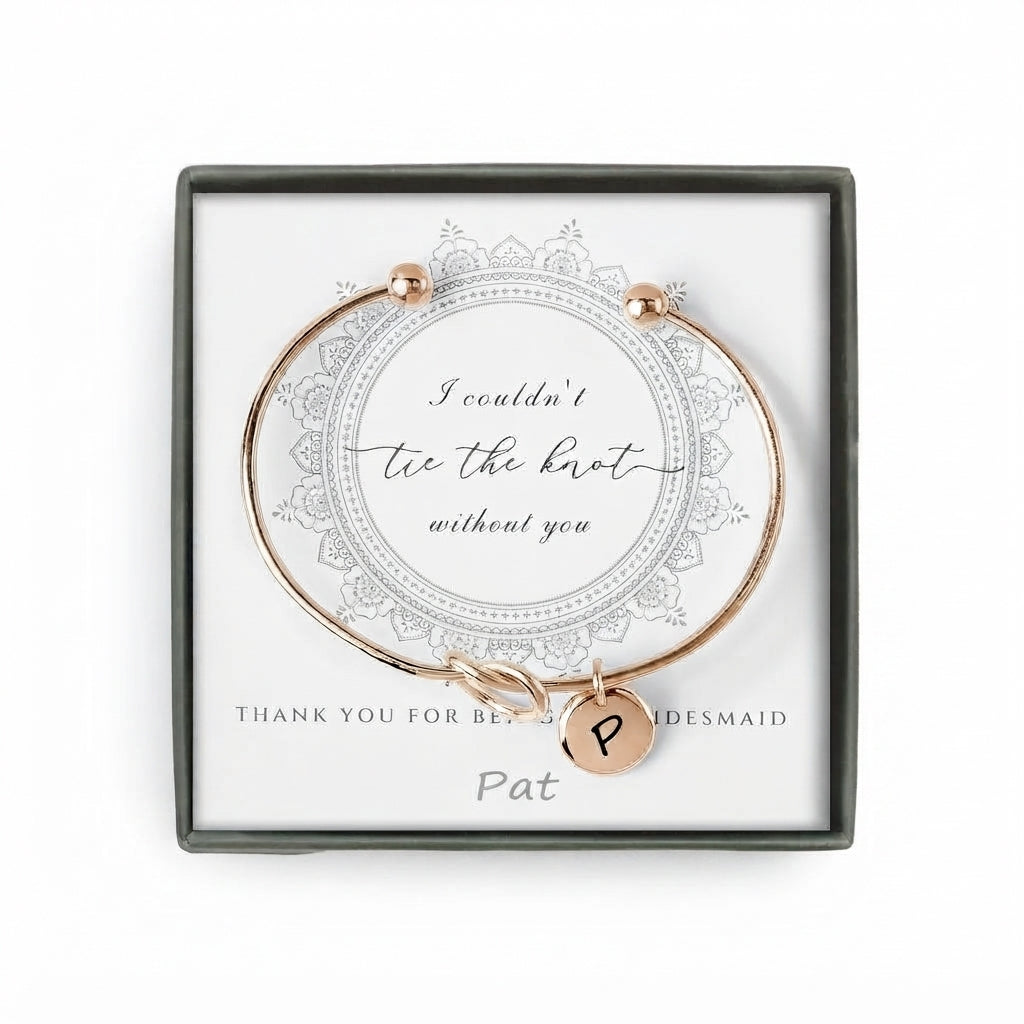 Custom Bridesmaid Proposal Love Knot Charm Cuff Bangle