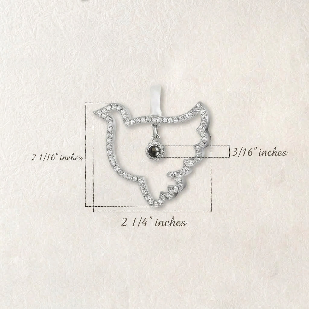 Custom Rhinestone Dove Photo Projection Memorial Ornament