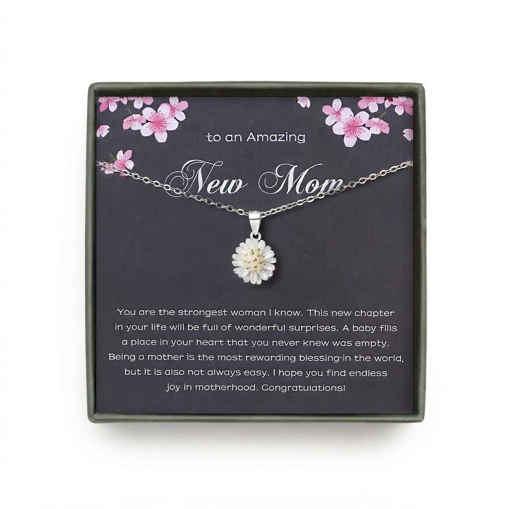 To an Amazing New Mom Daisy Necklace