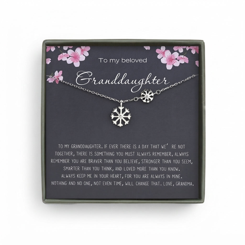 "To My Beautiful Granddaughter" Card and Snowflake Necklace