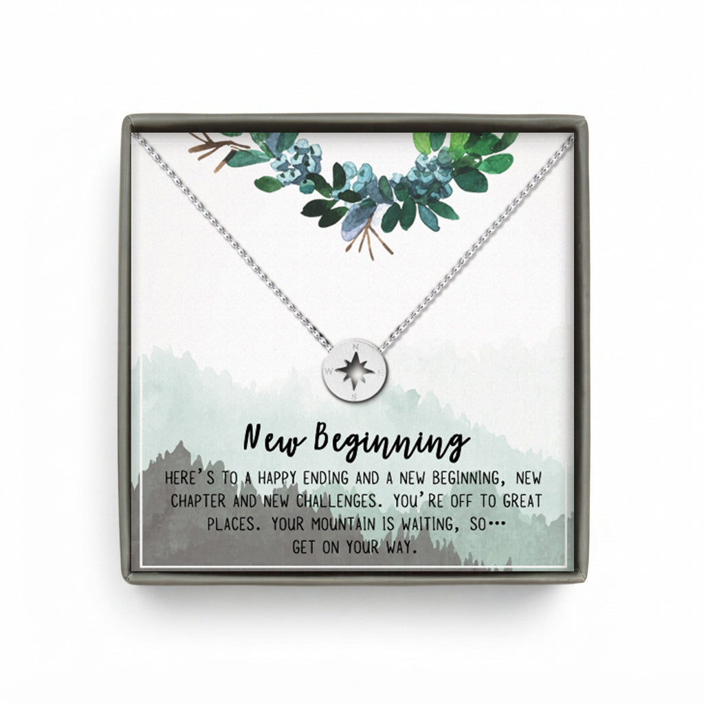 New Beginning Compass Card Necklace