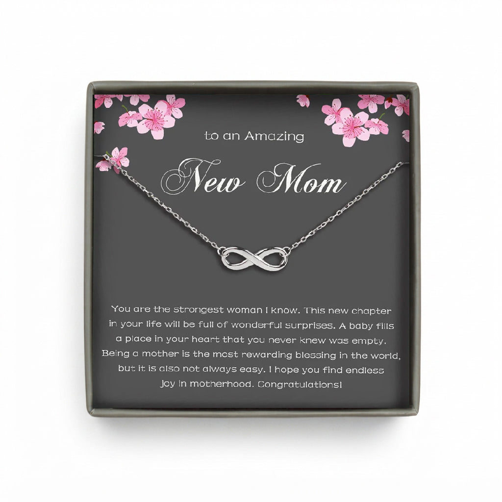 "To An Amazing New Mom" Card and Infinity Necklace