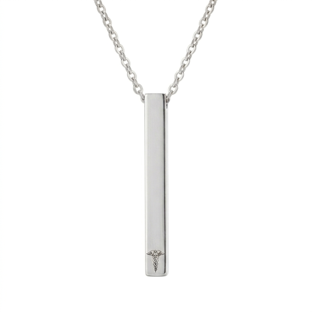Medical Alert ID 4-Sided Bar Necklace