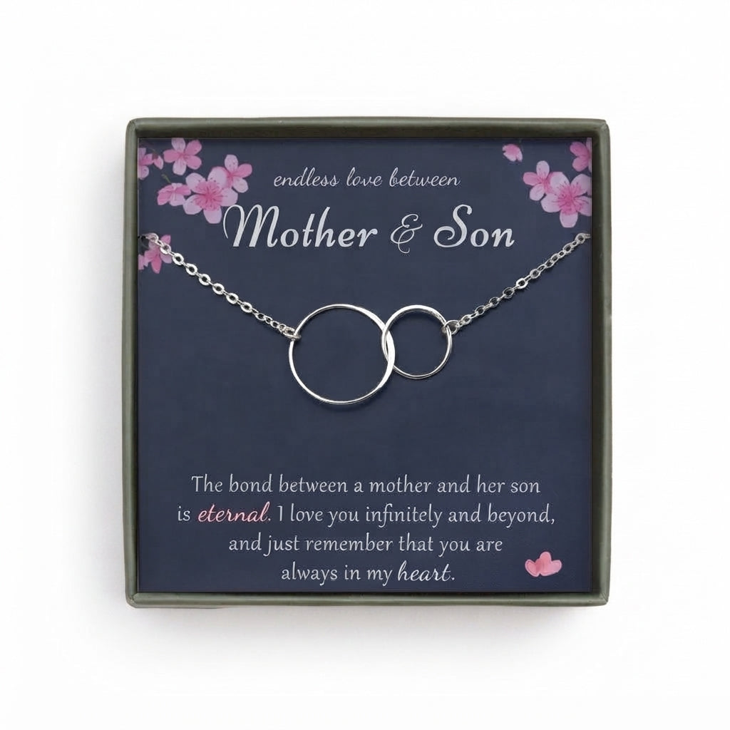 "Endless Love Between Mother And Son" Card and Interlocking Necklace