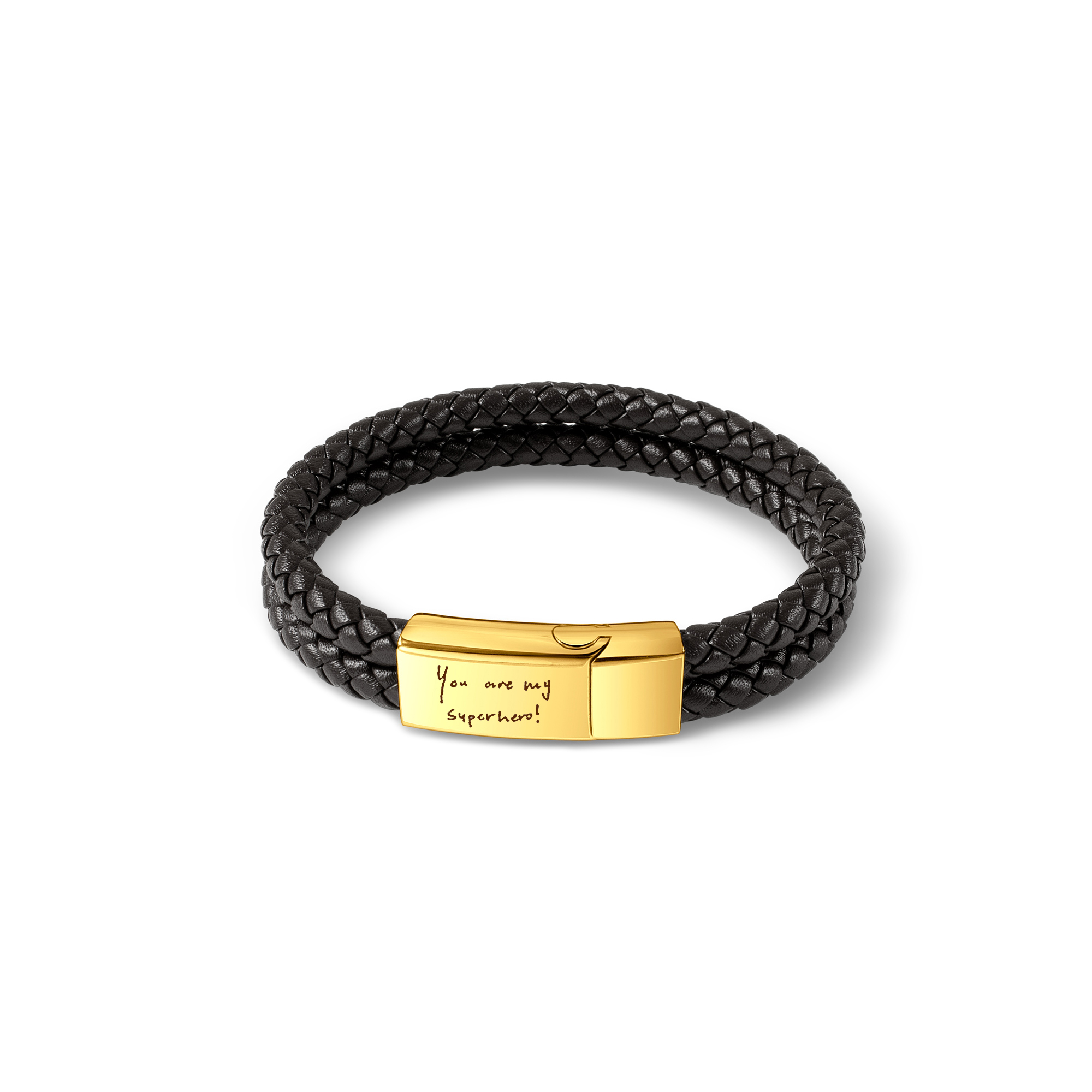 Custom Handwriting Engraving Double Strap Leather Bracelet