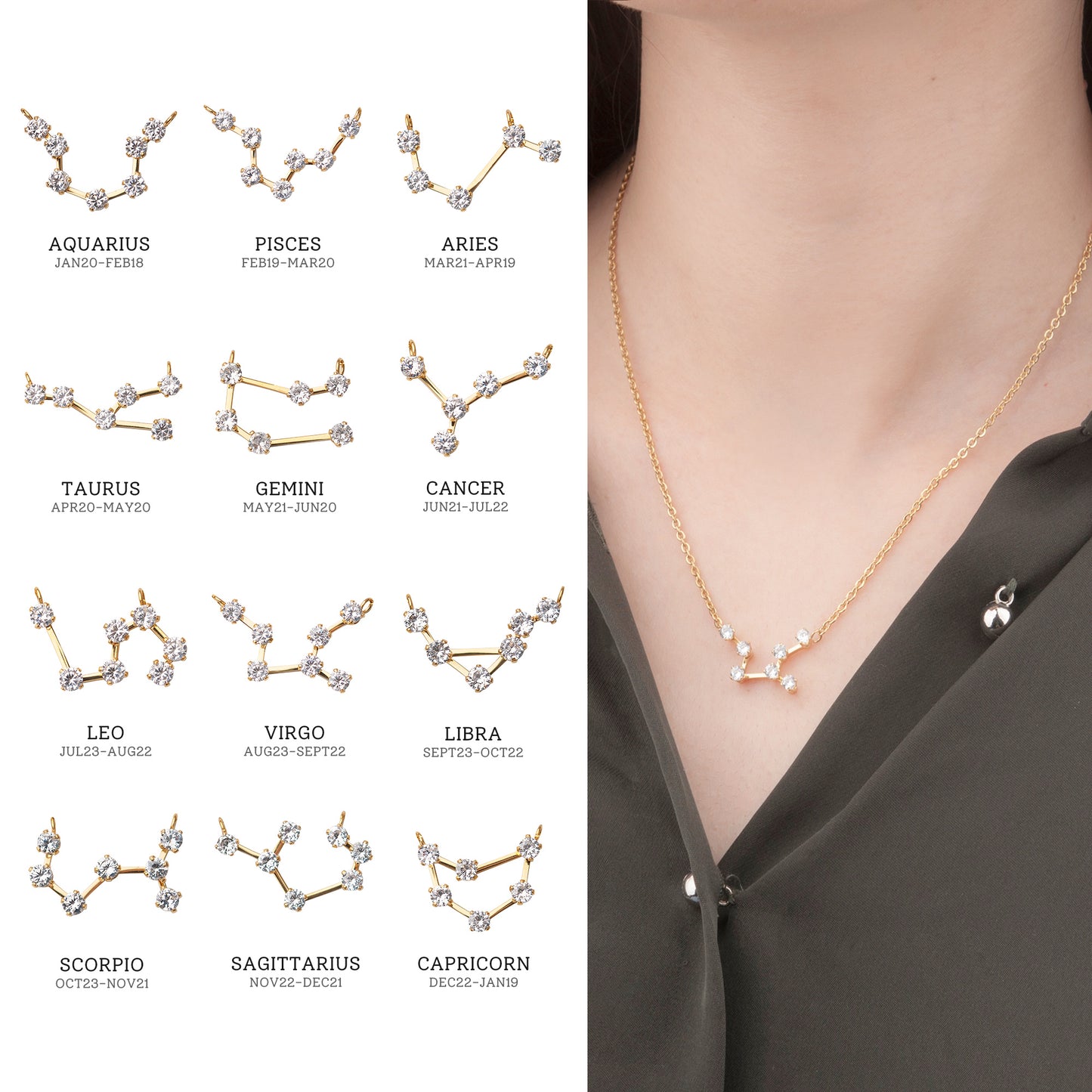 Women's Zodiac Constellation Astrology Necklace