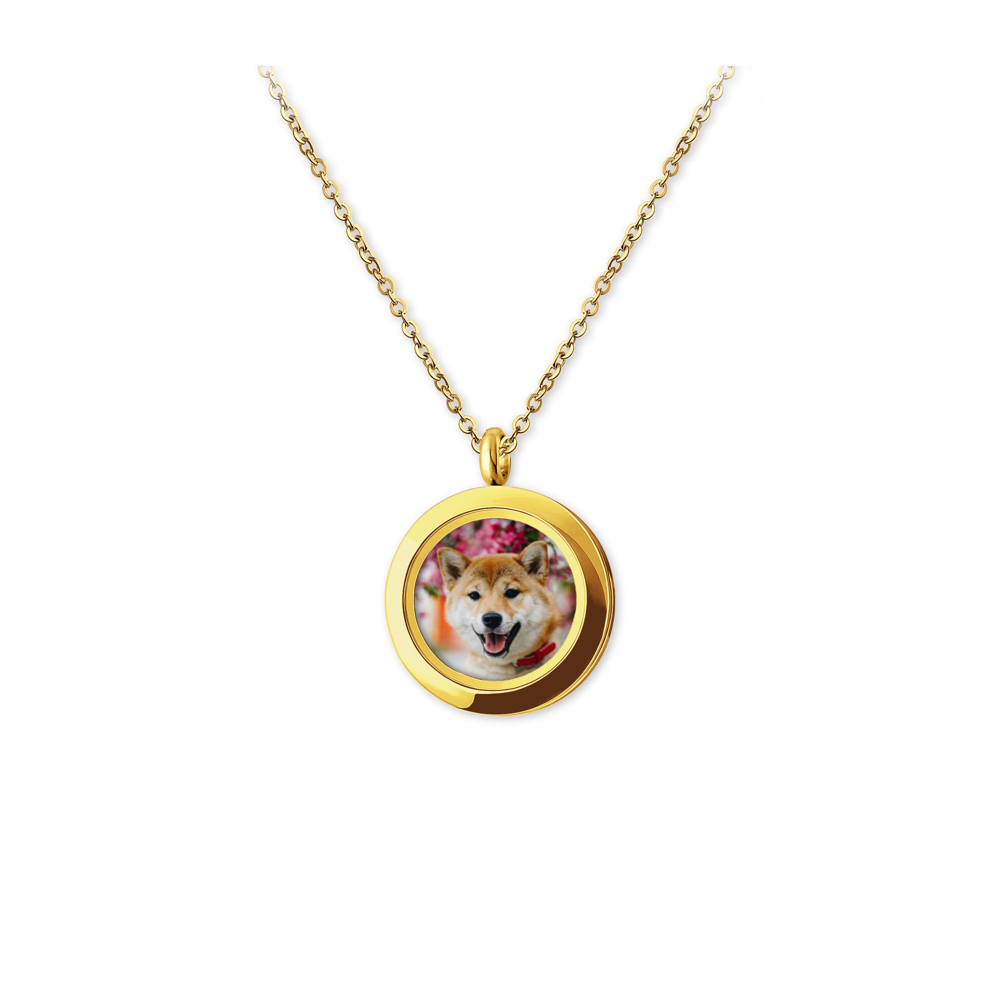 Glass Round Photo Locket Pet Necklace