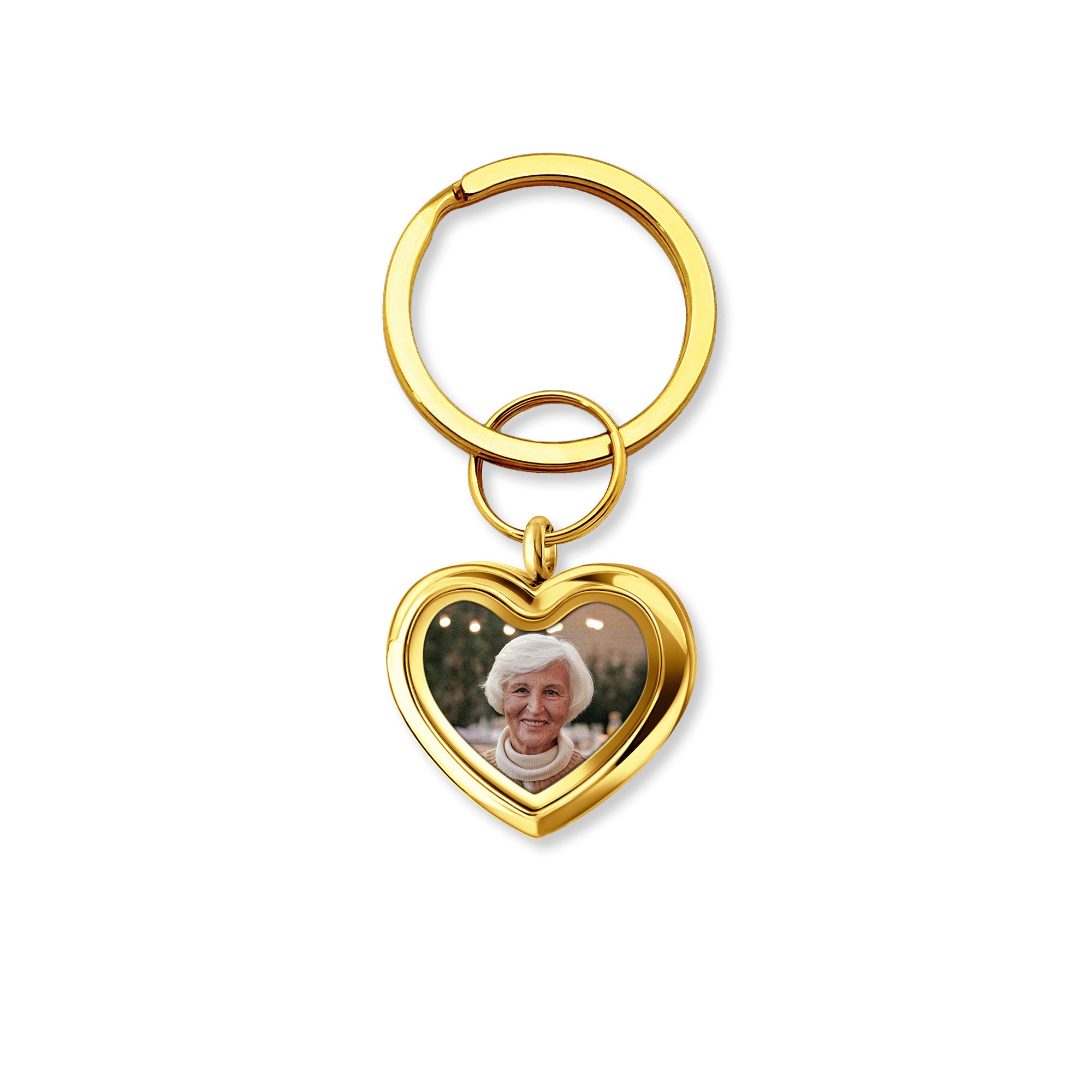 Glass Heart Photo Locket Keychain