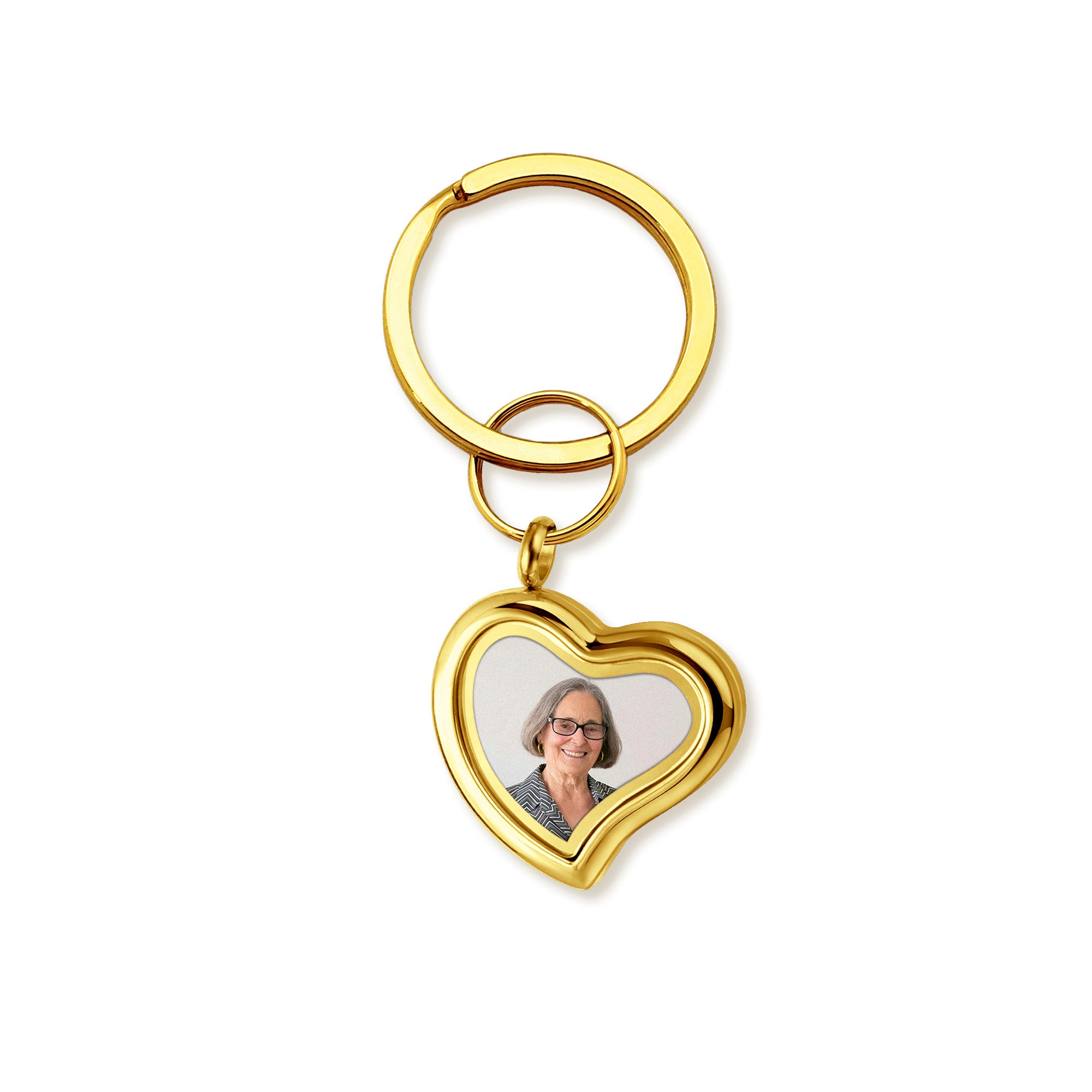 Sideways Heart Photo Locket Memorial Keychain