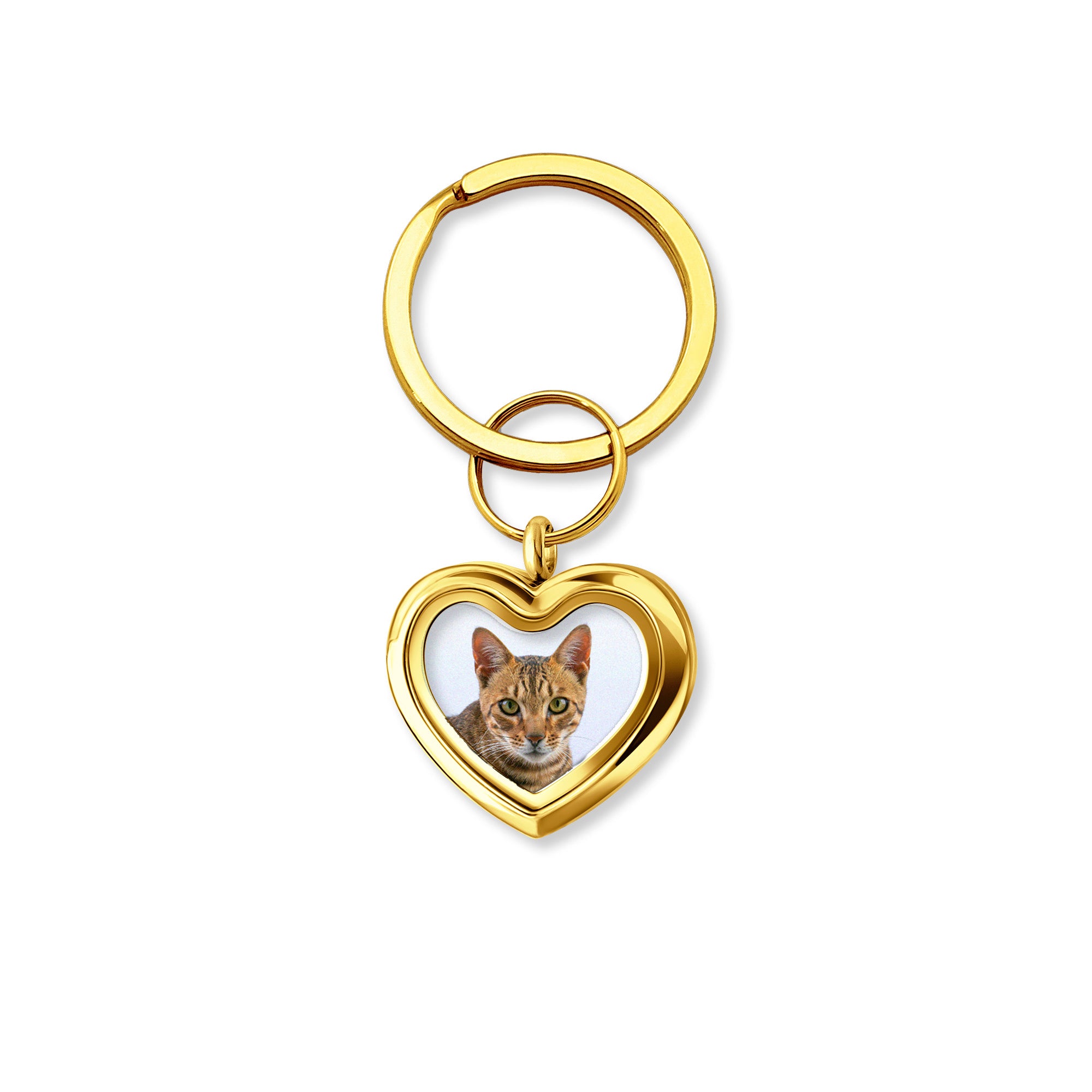 Glass Heart Photo Locket Pet Memorial Keychain