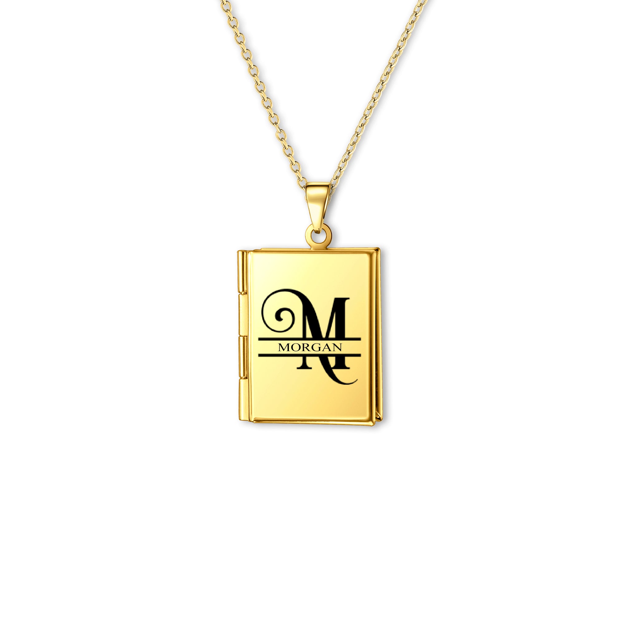 Square Name Photo Locket Necklace