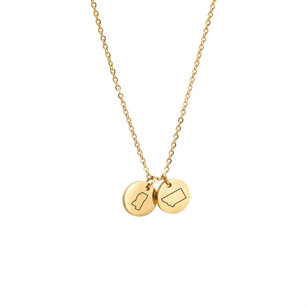Long Distance State Necklace with Mini Round Pendants