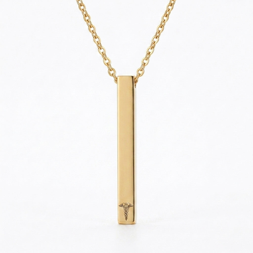 Medical Alert ID 4-Sided Bar Necklace