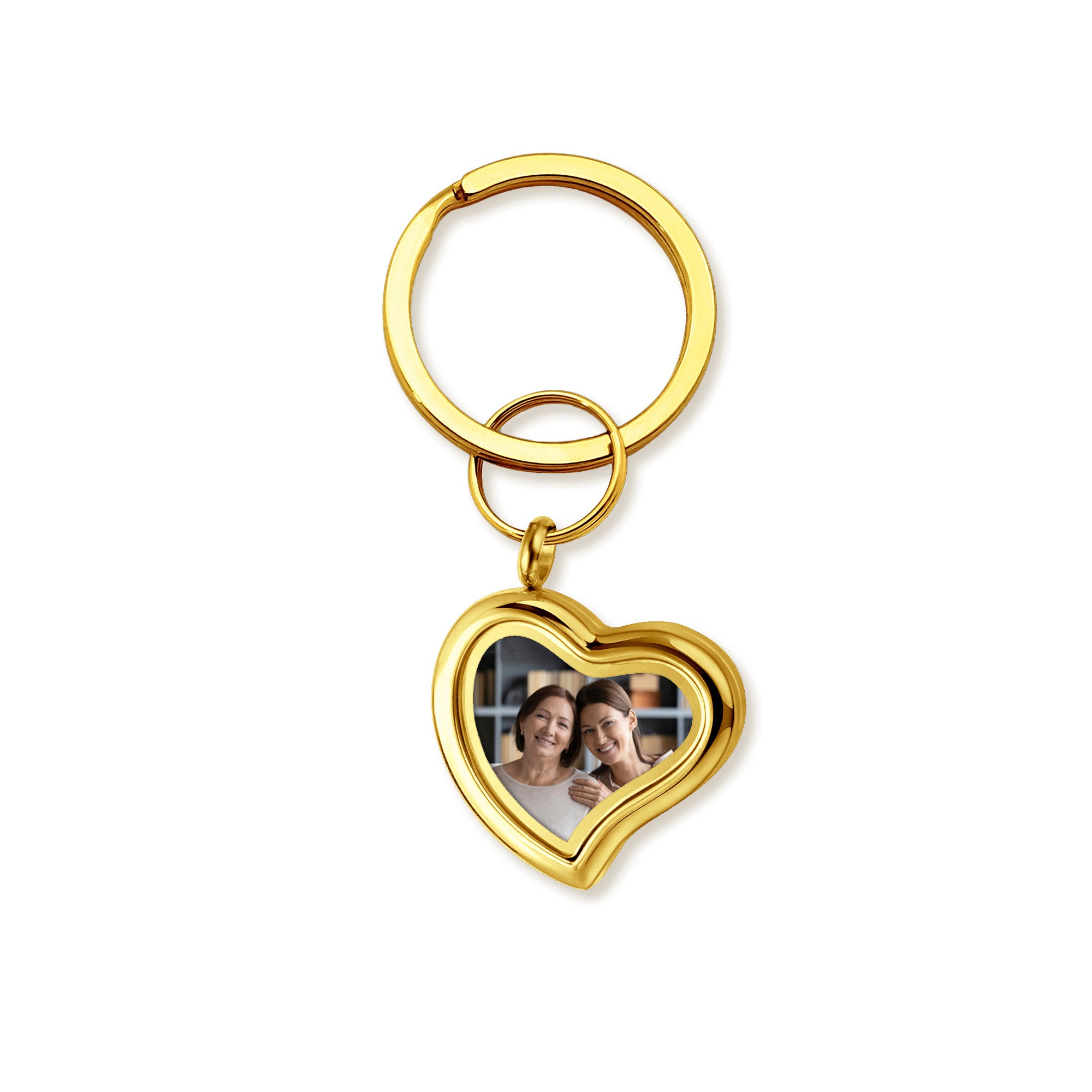 Custrom Sideways Heart Photo Locket Keychain