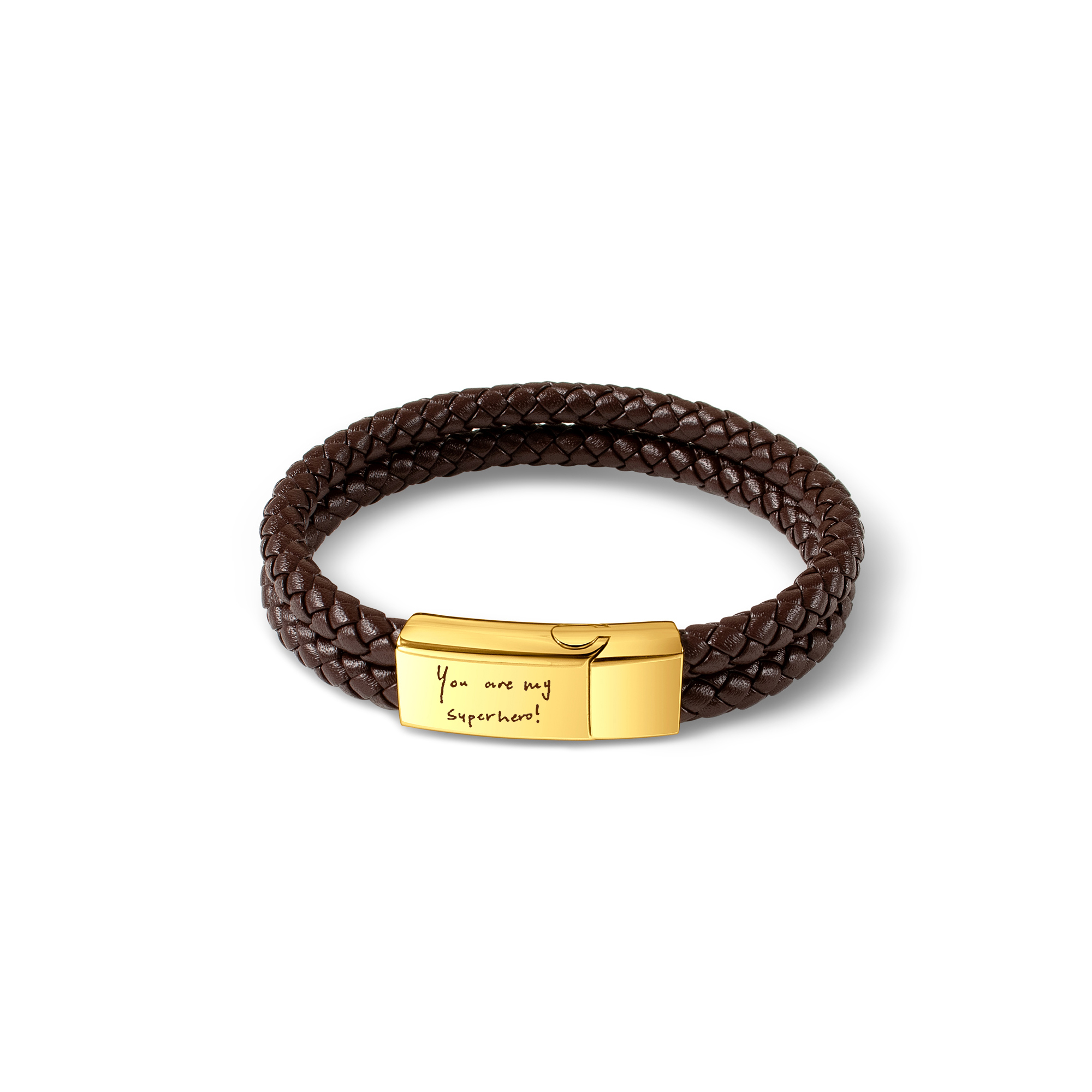 Custom Handwriting Engraving Double Strap Leather Bracelet