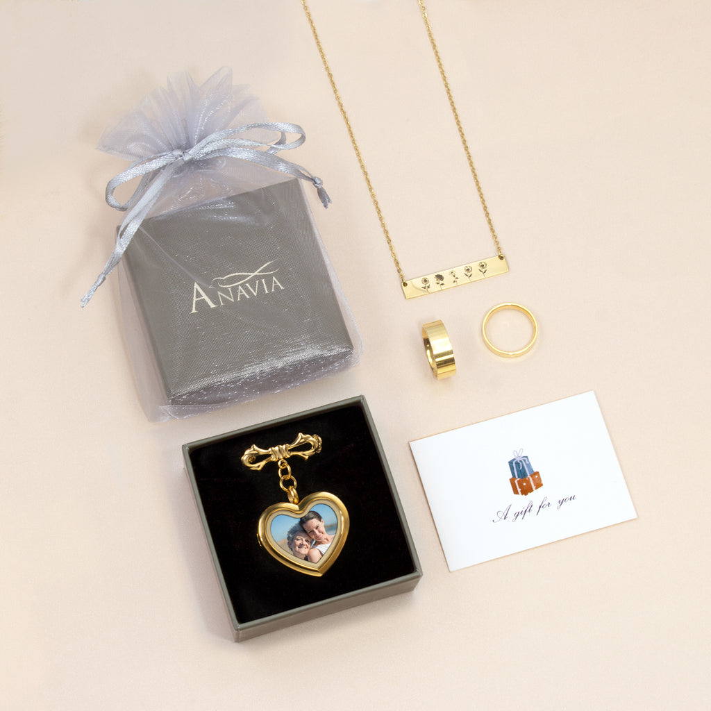 Glass Heart Photo Locket Brooch Pin