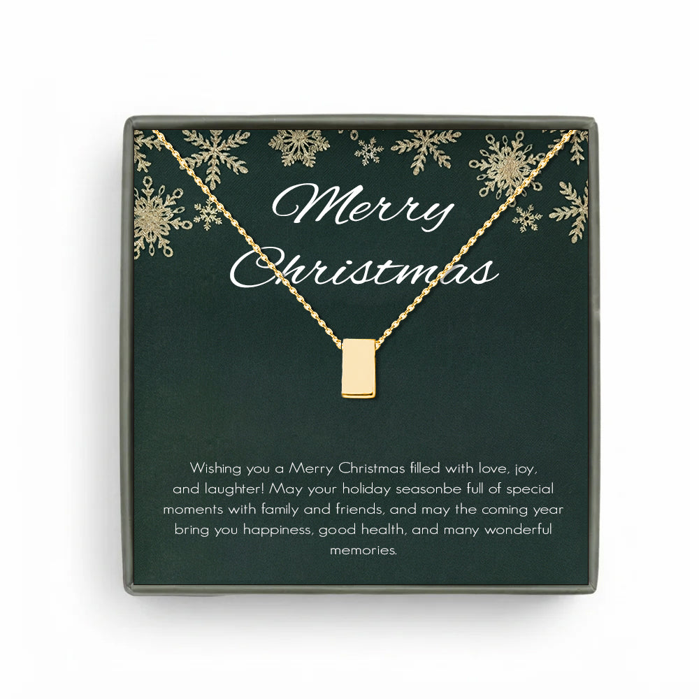 Custom Christmas Card and Cube Necklace