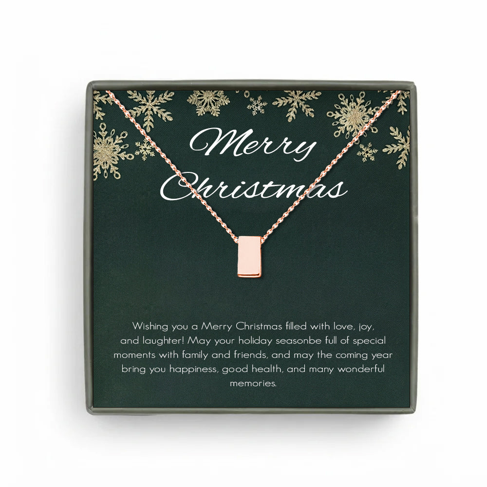 Custom Christmas Card and Cube Necklace