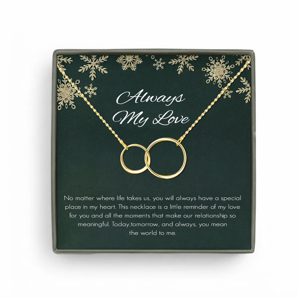 Custom Interlocking Rings Necklace with Christmas Card Necklace