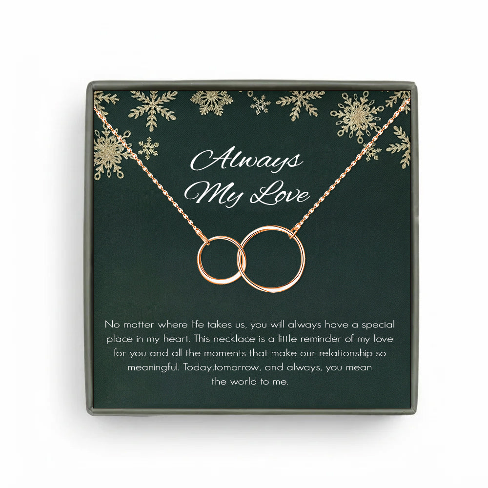 Custom Interlocking Rings Necklace with Christmas Card Necklace