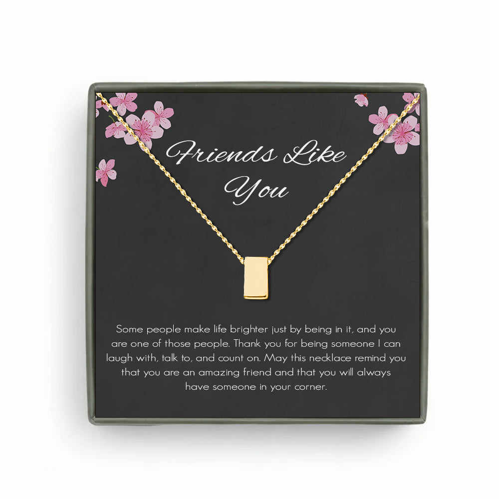 Custom Grey Floral Card and Cube Necklace