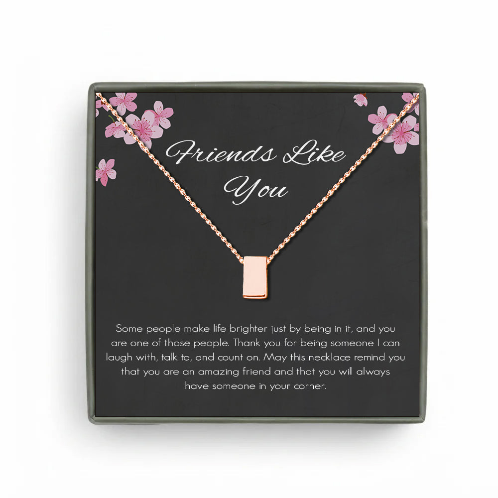 Custom Grey Floral Card and Cube Necklace