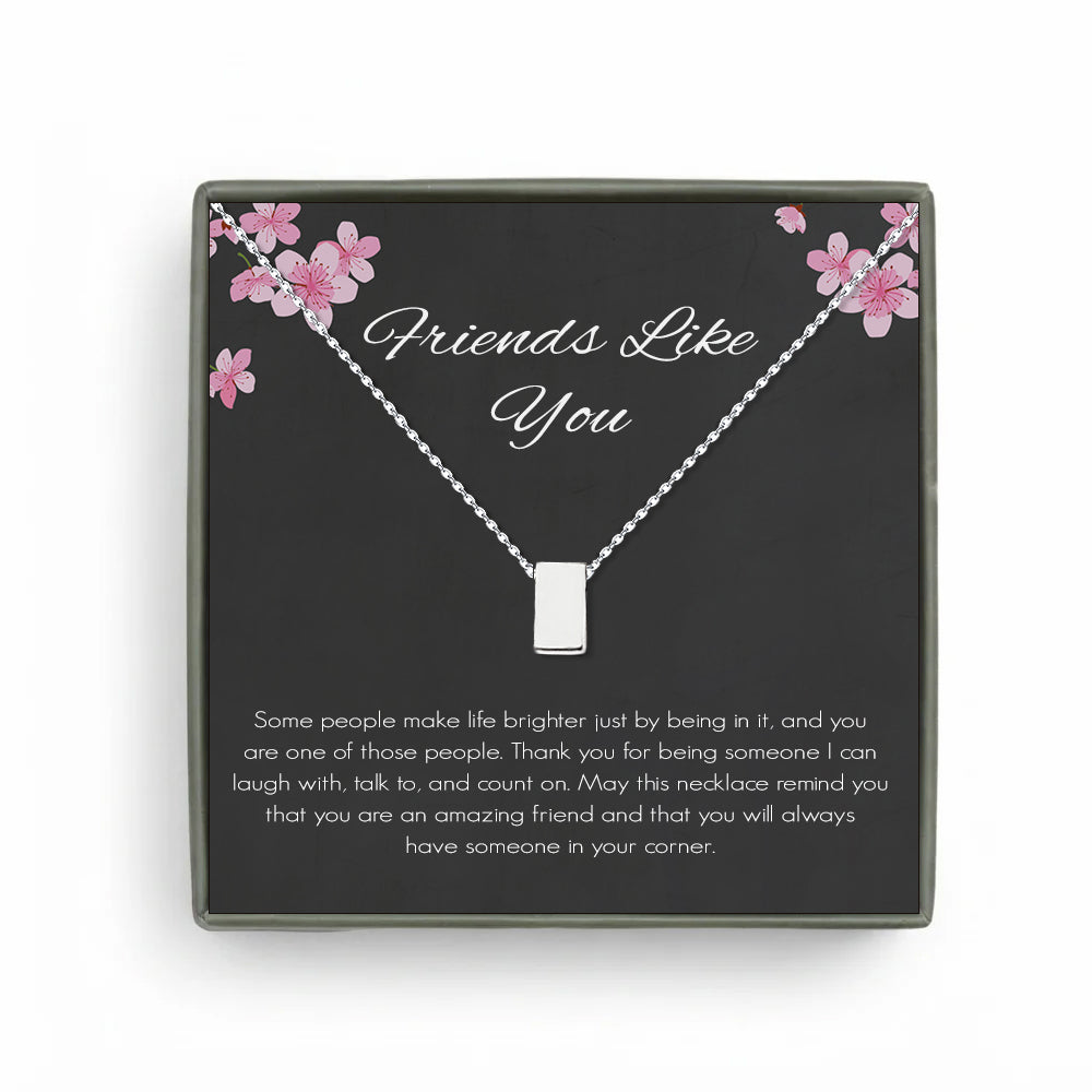 Custom Grey Floral Card and Cube Necklace