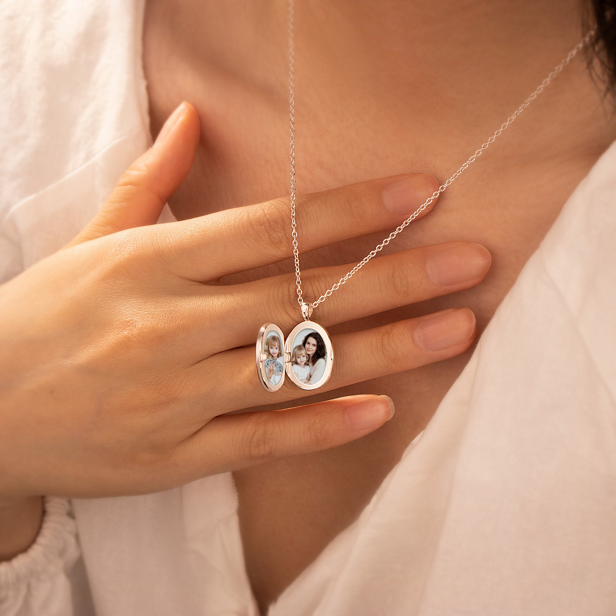 Oval Birthstone Photo Locket Necklace