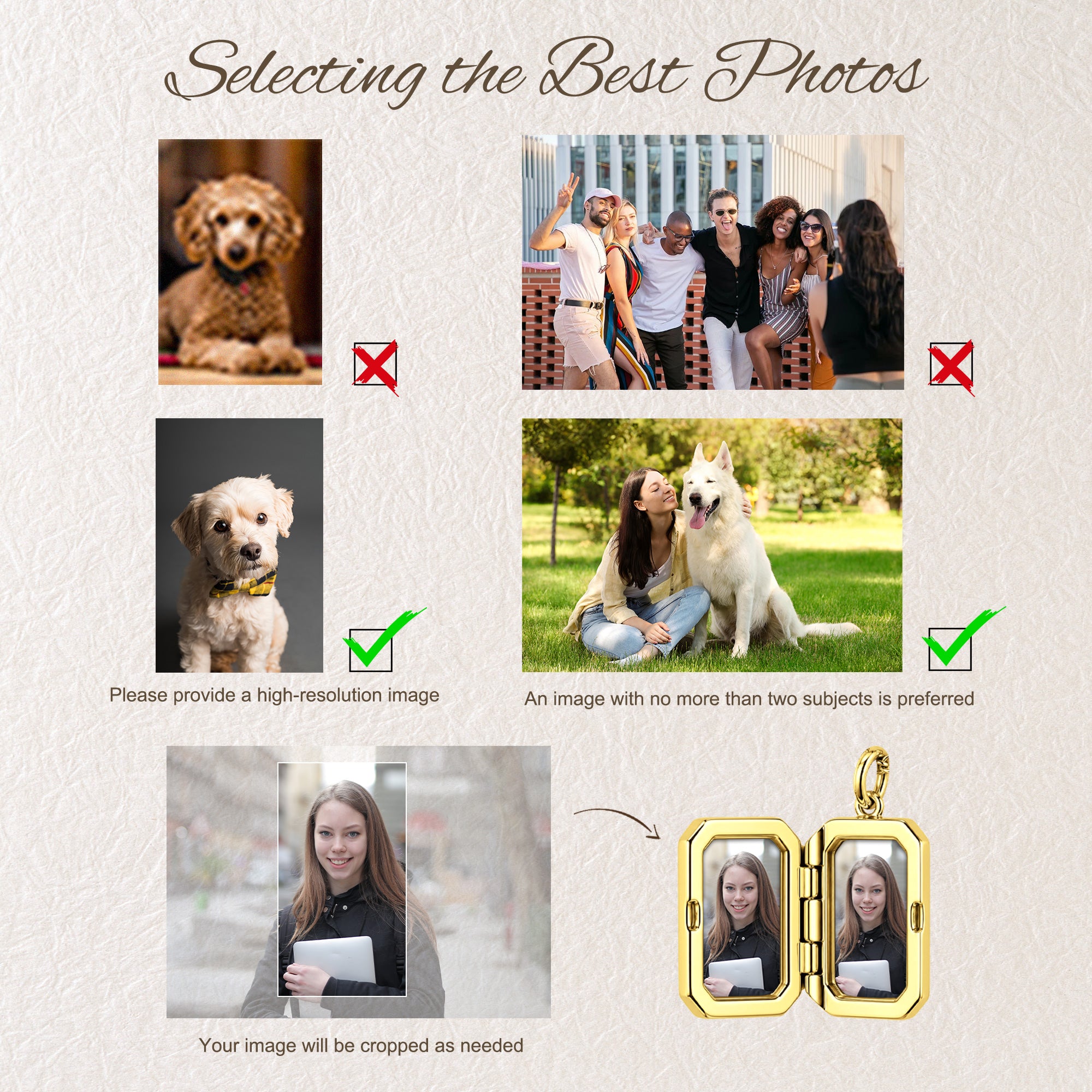 Square Birthstone Photo Locket Necklace