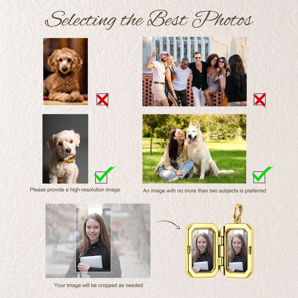 Square Birthstone Pet Photo Locket Necklace