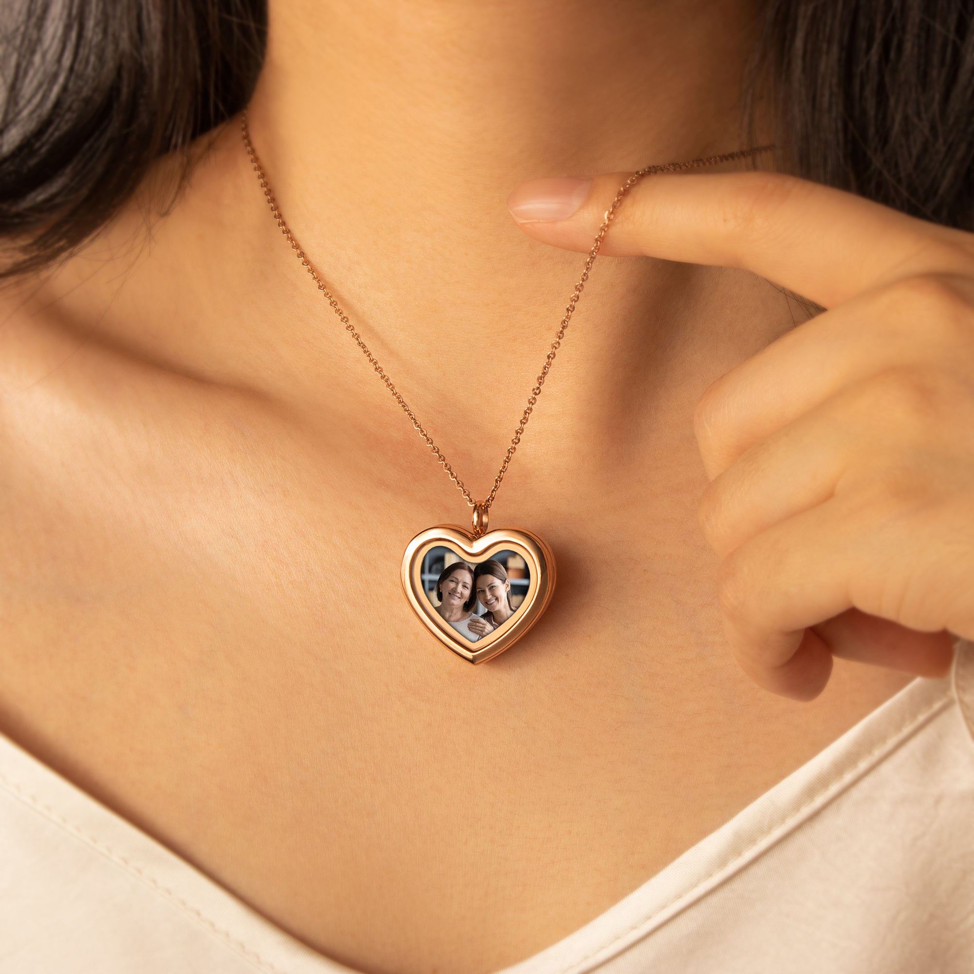 Glass Heart Photo Locket Necklace